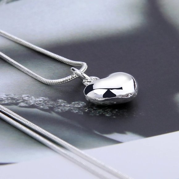 Snake 925 Sterling Silver Rope Chain Heart Love Necklace Wedding Engagement - Picture 4 of 9